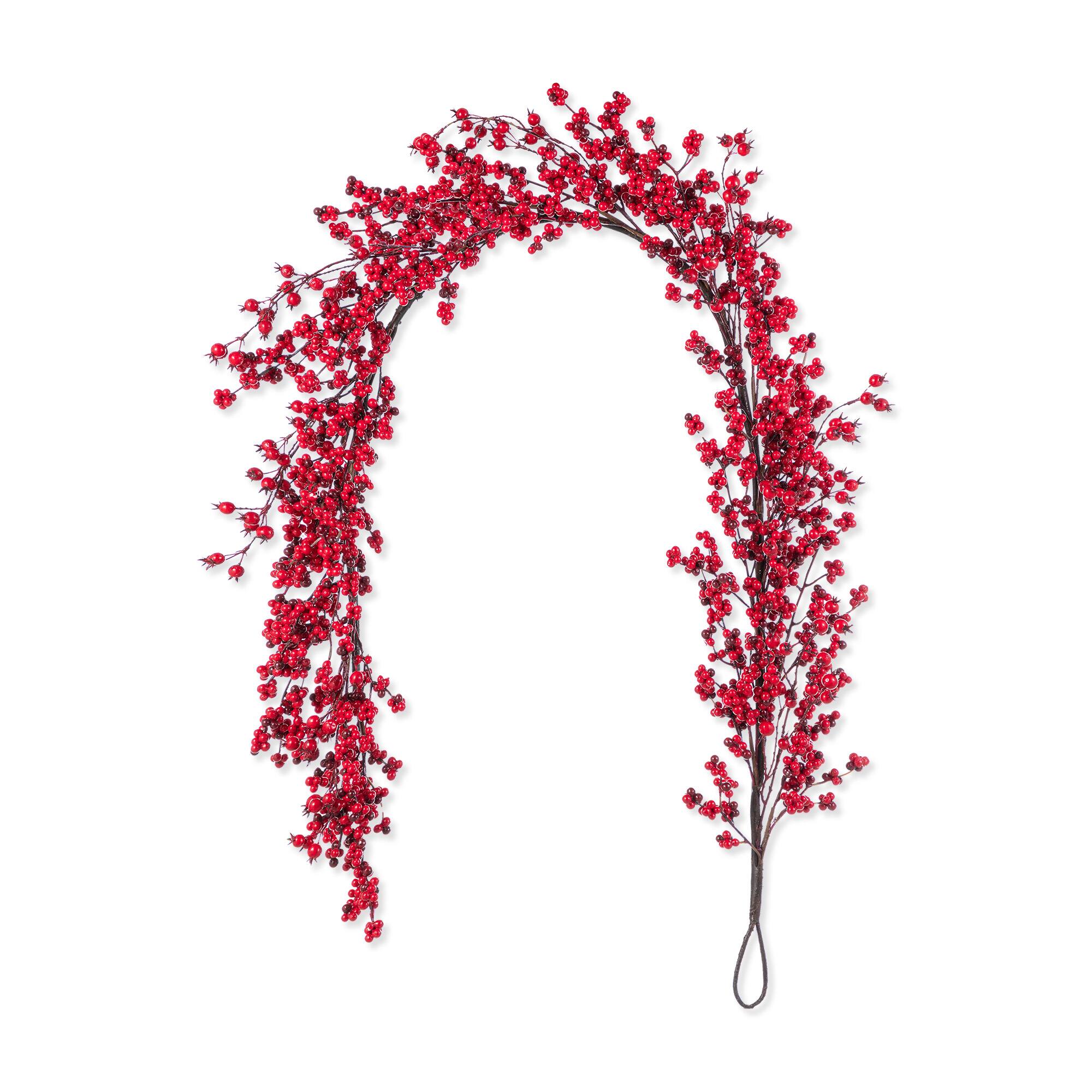 Glitzhome® 6ft. Christmas Red Berry Garland